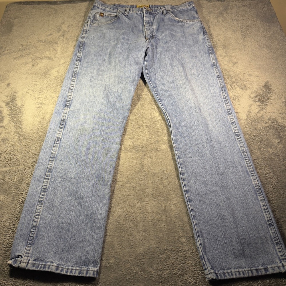 Wrangler 20X Competition Jeans Mens 36x34 Light Wash Straight Leg 23MWXVB Blue